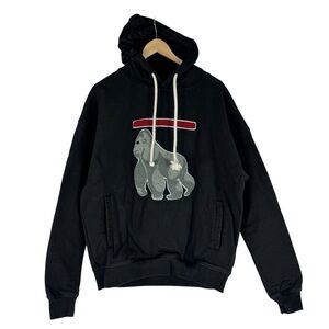 RAW GEAR Black Cotton Men's Hooded Sweatshirt Gorilla "M"